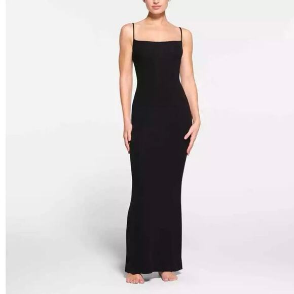 SKIMS Dresses & Skirts - Skims Fits Everybody Black Ribbed Knit Tank Maxi Dress Women’s Size Small